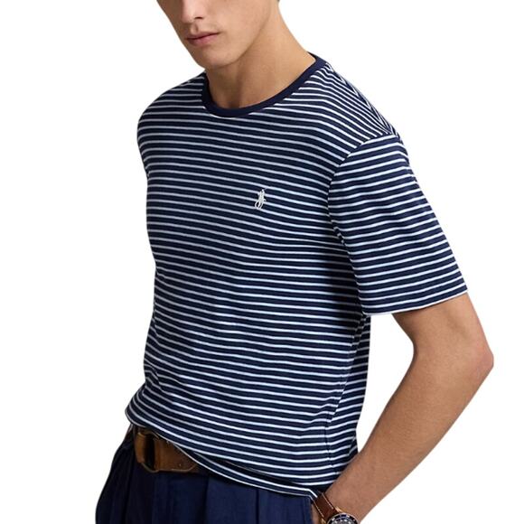 Polo Ralph Lauren Men’s Striped T-Shirt Cotton Crew Custom Slim Fit sz XL Blue - Picture 2 of 11